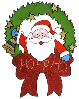 Kerst decoratie stickers kerstman plaatjes 30 cm - Feeststickers Multikleur