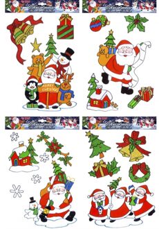 Kerst decoratie stickers kerstman plaatjes set - Feeststickers Multikleur