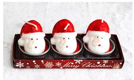 Kerst Decoratie Theelichtje Kerst Rookloze Kaars Thee Licht Santa Sneeuwpop Pakket Theelichtje voor Thuis Feestdagen Santa hoofd