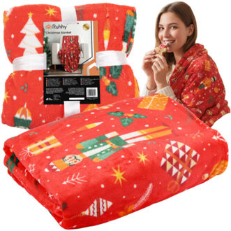 Kerst deken - 150 x 200 cm - rood - plaid - fleece deken - sprei - kerst - kleedje