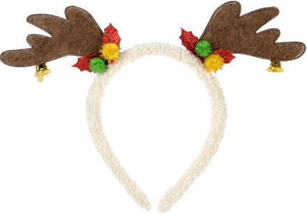 Kerst diadeem/haarband - rendier gewei - bruin - 21 cm