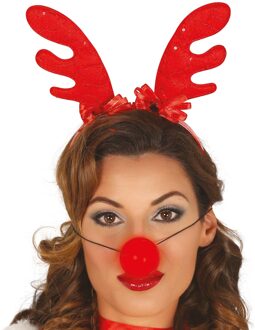 Kerst Diadeem Met Lichtgevende Rendierneus Rood - Zalm