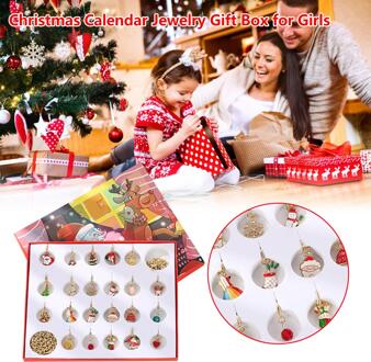 Kerst Diy Adventskalender Mode-sieraden Advent Kalender Gouden Armband Ketting Countdown Kalender Geschenkdoos Voor Meisjes