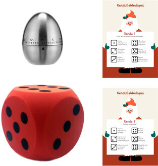 Kerst Dobbelspel - A4 papier - XL foam dobbelsteen rood - kookwekker