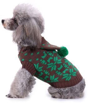 Kerst Elanden Pet Dog Winter Warm Hond Kleren Chihuahua Truien Hooded Trui Sneeuwvlokken groen / L