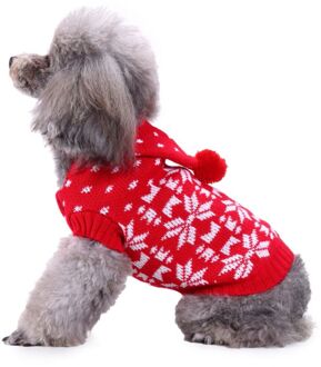 Kerst Elanden Pet Dog Winter Warm Hond Kleren Chihuahua Truien Hooded Trui Sneeuwvlokken Rood / M