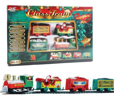Kerst Elektrische Trein Mini Kerstman Rail Auto Gebouw Speelgoed Creatieve Kerstboom Xmas Decor Kid Speelgoed