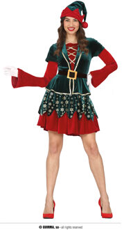 Kerst Elf Kostuum Fluweel Dames Multikleur - Print