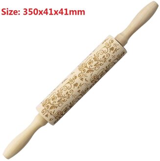 Kerst Embossing Fondant Deegroller Bakken Cookie Biscuit Cake Deeg Gegraveerde Roller Keuken Tool 35Cm A3