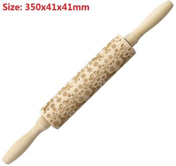 Kerst Embossing Fondant Deegroller Bakken Cookie Biscuit Cake Deeg Gegraveerde Roller Keuken Tool 35Cm A5