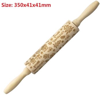 Kerst Embossing Fondant Deegroller Bakken Cookie Biscuit Cake Deeg Gegraveerde Roller Keuken Tool 35Cm A6