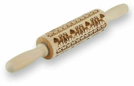 Kerst Embossing Houten Deegroller Bakken Tools Professionele Deeg Roller Christmas Tree 35cm