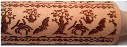 Kerst Embossing Houten Deegroller Bakken Tools Professionele Deeg Roller spider bat 35cm