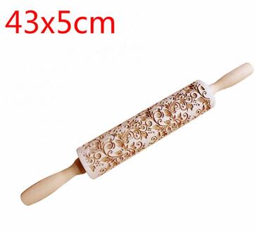Kerst Embossing Rolling Pins 14/16 Inches Xmas Sneeuwvlok Print Gegraveerde Gesneden Hout Reliëf Deegroller Keuken Decor Gereedschap 43X5cm