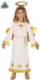 Kerst Engel Kostuum Gloria Kind Wit - Transparant, Goud - Brons