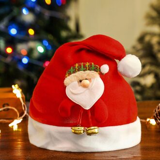 Kerst Fluwelen Bell Hoed Gewei Volwassenen Geborduurde Kinderen Kostuum Kerstman Festival Hoed Ornament Voor Jaar Cadeau SDM-29