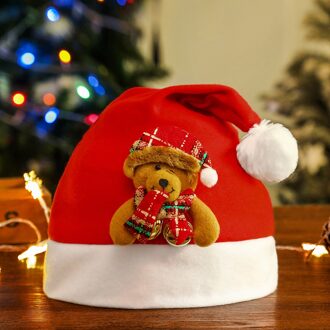Kerst Fluwelen Bell Hoed Gewei Volwassenen Geborduurde Kinderen Kostuum Kerstman Festival Hoed Ornament Voor Jaar Cadeau SDM-30