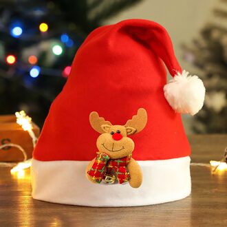 Kerst Fluwelen Bell Hoed Gewei Volwassenen Geborduurde Kinderen Kostuum Kerstman Festival Hoed Ornament Voor Jaar Cadeau SDM-32
