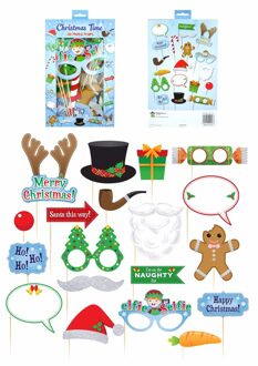 Kerst foto prop set - 19-delig - Christmas party photo booth - fun/feest cadeau