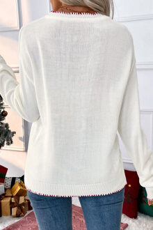 Kerst Gebreide Pullover Sweater Wit