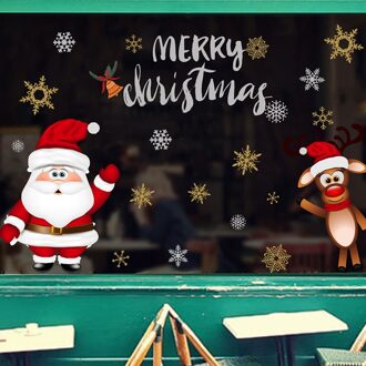 Kerst-Gekleed Uil Op Een Boomtak Muurstickers Venster Xmas Diy Zelfklevende Stickers Winkel Stickers Decoratie Jaar zwart