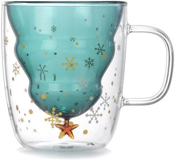 Kerst Glas Dubbele Cup Ster Wens Cup Kerstboom Kopje Koffie Cup Glazen Beker Water Glazen Voor Drinken Schattige Kopjes ronde Christmas single cup / 300ml-1stk