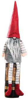 Kerst Gnomes Wijnfles Cover Knuffel Kerstboom Topper Opknoping Decoraties, Wijnfles Cover Tafel Ornament grijs