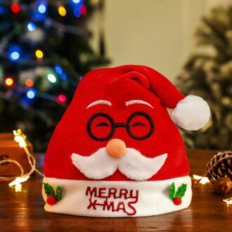 Kerst Goud Zwart Bril Goud Fluwelen Hoed Volwassenen Geborduurde Kinderen Kostuum Kerstman Festival Hoed Ornament Voor SDM-24