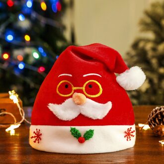 Kerst Goud Zwart Bril Goud Fluwelen Hoed Volwassenen Geborduurde Kinderen Kostuum Kerstman Festival Hoed Ornament Voor SDM-25