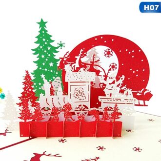 Kerst Herten Boom 3D Pop Up Kaarten Postkaart Met Envelop Xmas Uitnodiging Wenskaart Voor Kerst Feestartikelen 7