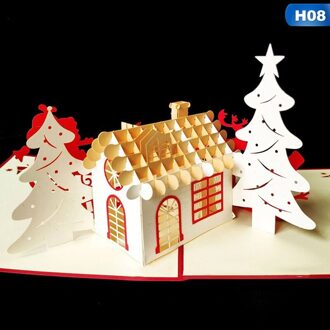 Kerst Herten Boom 3D Pop Up Kaarten Postkaart Met Envelop Xmas Uitnodiging Wenskaart Voor Kerst Feestartikelen 8