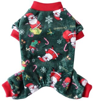 Kerst Hond Jumpsuit Jas Winter Warm Flanel Hond Kleding Kerst Dress Up Puppy Chihuahua Huisdieren Outfits groen / L