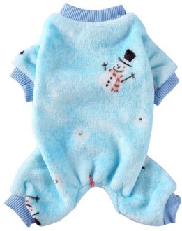 Kerst Hond Jumpsuit Winter Zachte Warme Hond Kleding Kleine Puppy Jas Huisdier Outfits Capuchon Huisdieren Kleding Voor Yorkie Pug blauw / S
