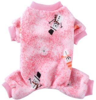 Kerst Hond Jumpsuit Winter Zachte Warme Hond Kleding Kleine Puppy Jas Huisdier Outfits Capuchon Huisdieren Kleding Voor Yorkie Pug roze / L