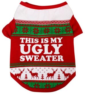 Kerst Hond Kleding Katoenen t-shirt Puppy Kostuum Hond Kleren Herfst Winter Voor Kleine Honden Huisdier Chihuahua Jas Rood / S