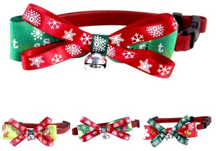 Kerst Huisdier Strik Kraag Snowflake Gedrukt Kat Hond Vlinderdas Ketting Verstelbare Kleine Hond Mode Kraag Voor Kerst