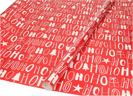Kerst inpakpapier/cadeaupapier rood Ho Ho Ho 200 x 70 cm