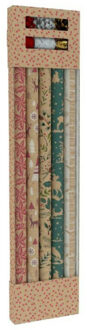 Kerst inpakpapier/cadeaupapier set - 11-dlg - kraft Groen