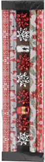Kerst inpakpapier/cadeaupapier set - 13-delig - 200 x 70 cm - nordic print - inpakken