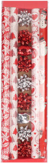 Kerst inpakpapier/cadeaupapier set rood/wit 13-delig - Cadeaupapier Multikleur