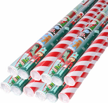 Kerst inpakpapier/cadeaupapier - set van 12x rollen - 150 x 70 cm - kerstprint
