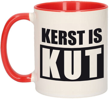 Kerst is kut koffiemok / theebeker rood Kerstmis kerstcadeau 300 ml - Bekers Wit
