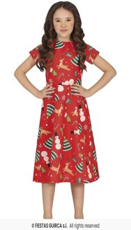 Kerst Jurkje X-Mas Symbolen Rood Meisje Rood - Zalm
