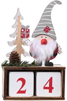 Kerst Kalender Advent Countdown Gnome En Pine Cone Kalender Houten Desktop Ornament Decoratieve Ornament Home Decoratie Grijs