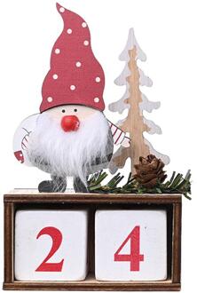Kerst Kalender Advent Countdown Gnome En Pine Cone Kalender Houten Desktop Ornament Decoratieve Ornament Home Decoratie Rood