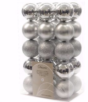 Kerst kerstballen zilver mix 6 cm Christmas Silver 30 stuks
