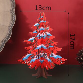 Kerst Kleur Geschilderd Kerstboom Desktop Diy Houten Mini Kerstboom rood