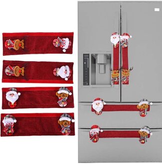 Kerst Koelkast Deurklink Cover 4 Stuks Keuken Antislip Handschoenen Apparaten Handschoen Protector Festival Ornamenten stijl 2