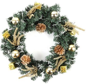Kerst Krans Met Batterij Aangedreven Led Licht String Front Deur Opknoping Garland Vakantiehuis Decoraties G / 40cm