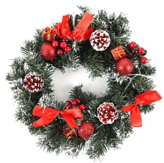 Kerst Krans Met Batterij Aangedreven Led Licht String Front Deur Opknoping Garland Vakantiehuis Decoraties R / 25cm
